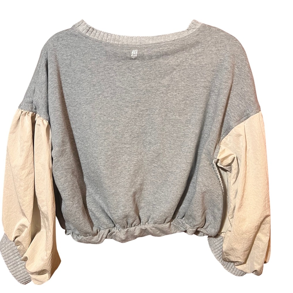FP Movement by Free People Gray Sweatshirt with Cream Puff Sleeves - Picture 3 of 8